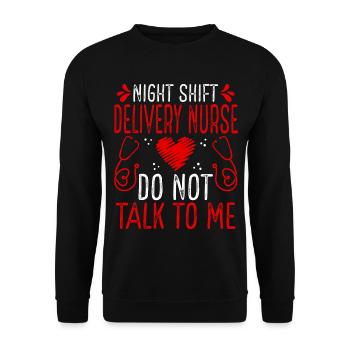 Infirmière d’accouchement de nuit Ne me parlez plus - Sweat-shirt Unisexe - noir - Devant - Alina (178cm) & Michal (187cm)