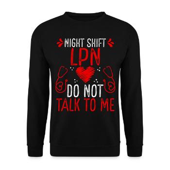 Infirmière auxiliaire auxiliaire de nuit Ne me parlez plus - Sweat-shirt Unisexe - noir - Devant - Alina (178cm) & Michal (187cm)