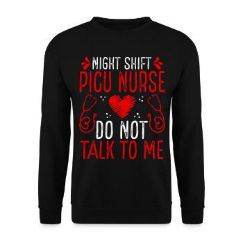 Infirmière de nuit de l’USIP Ne me parlez plus - Sweat-shirt Unisexe - noir - Devant - Alina (178cm) & Michal (187cm)