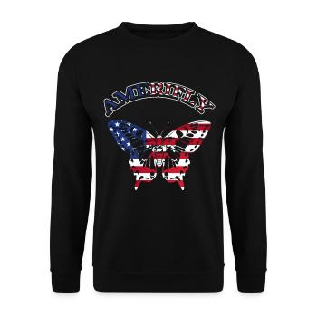 Amerifly July 4 Butterfly Wings - Unisex Sweatshirt - black - Front - Alina (178cm) & Michal (187cm)