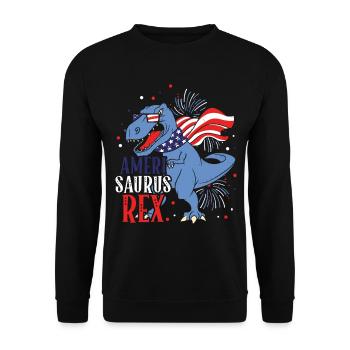 Ameri Saurus Rex 4 juillet Dinosaure Indépendance - Sweat-shirt Unisexe - noir - Devant - Alina (178cm) & Michal (187cm)