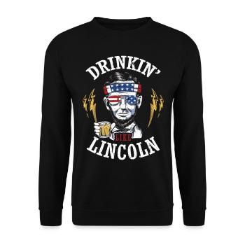Drinkin' Like Lincoln 4 juillet Drink Independence - Sweat-shirt Unisexe - noir - Devant - Alina (178cm) & Michal (187cm)