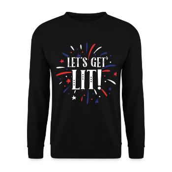 Auf Geht's! 4. Juli Feuerwerkskörper Independence - Unisex Pullover - Schwarz - Vorne - Alina (178cm) & Michal (187cm)
