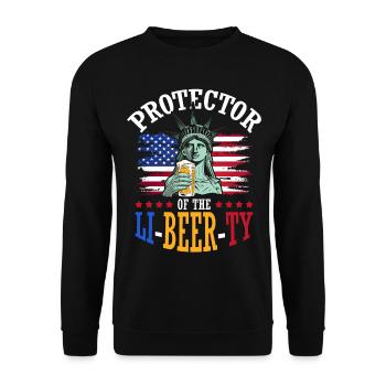Protector Of Li-beer-ty 4. Juli Unabhängigkeitstag - Unisex Pullover - Schwarz - Vorne - Alina (178cm) & Michal (187cm)