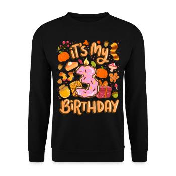 It's my 3 birthday autumn maple leaf autumn - Unisex Sweatshirt - black - Front - Alina (178cm) & Michal (187cm)