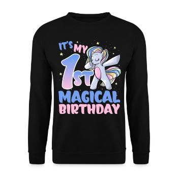 It's my 1st magical birthday - Unisex Sweatshirt - black - Front - Alina (178cm) & Michal (187cm)