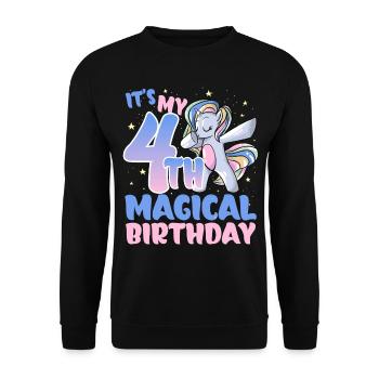 It's my 4th magical birthday - Unisex Sweatshirt - black - Front - Alina (178cm) & Michal (187cm)
