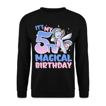 It's my 5th magical birthday - Unisex Sweatshirt - black - Front - Alina (178cm) & Michal (187cm)