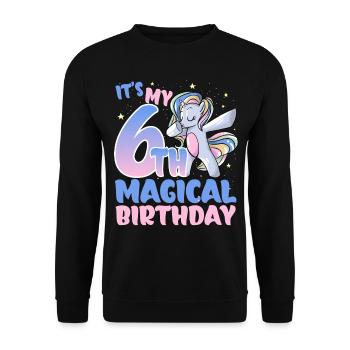 It's my 6th magical birthday - Unisex Sweatshirt - black - Front - Alina (178cm) & Michal (187cm)