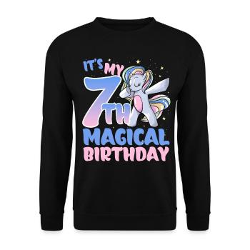 It's my 7th magical birthday - Unisex Sweatshirt - black - Front - Alina (178cm) & Michal (187cm)