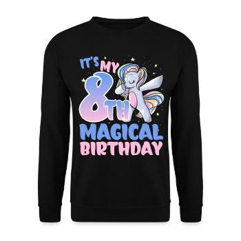 It's my 8th magical birthday - Unisex Sweatshirt - black - Front - Alina (178cm) & Michal (187cm)