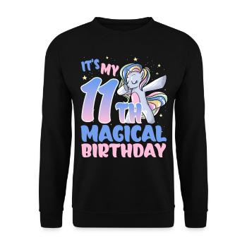 C’est mon 11ème anniversaire magique - Sweat-shirt Unisexe - noir - Devant - Alina (178cm) & Michal (187cm)