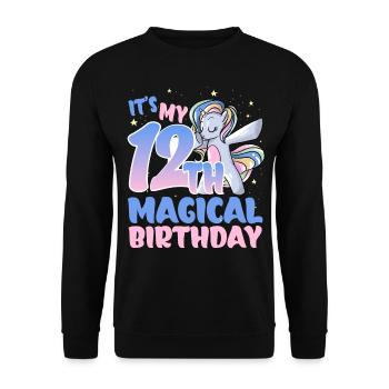 It's my 12th magical birthday - Unisex Sweatshirt - black - Front - Alina (178cm) & Michal (187cm)