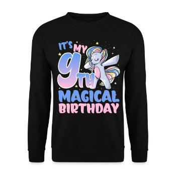 It's my 9th magical birthday - Unisex Sweatshirt - black - Front - Alina (178cm) & Michal (187cm)