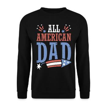 All American Dad 4. Juli Feuerwerkskörper - Unisex Pullover - Schwarz - Vorne - Alina (178cm) & Michal (187cm)