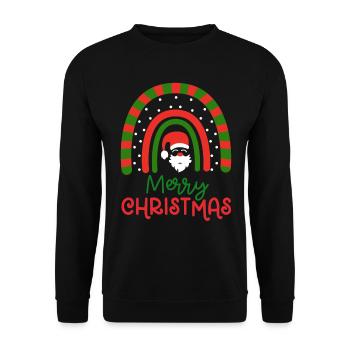 Weihnachten Regenbogen Frohe Weihnachten - Unisex Pullover - Schwarz - Vorne - Alina (178cm) & Michal (187cm)