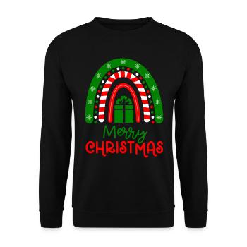 Weihnachten Regenbogen Frohe Weihnachten - Unisex Pullover - Schwarz - Vorne - Alina (178cm) & Michal (187cm)