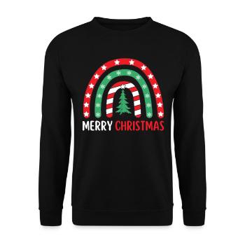 Weihnachten Regenbogen Frohe Weihnachten - Unisex Pullover - Schwarz - Vorne - Alina (178cm) & Michal (187cm)