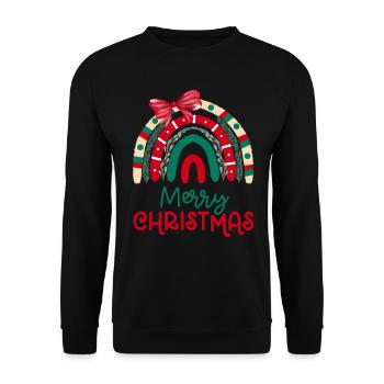 Weihnachten Regenbogen Frohe Weihnachten - Unisex Pullover - Schwarz - Vorne - Alina (178cm) & Michal (187cm)