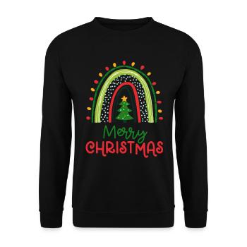 Weihnachten Regenbogen Frohe Weihnachten - Unisex Pullover - Schwarz - Vorne - Alina (178cm) & Michal (187cm)