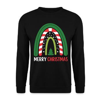 Weihnachten Regenbogen Frohe Weihnachten - Unisex Pullover - Schwarz - Vorne - Alina (178cm) & Michal (187cm)