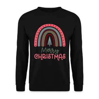 Weihnachten Regenbogen Frohe Weihnachten - Unisex Pullover - Schwarz - Vorne - Alina (178cm) & Michal (187cm)