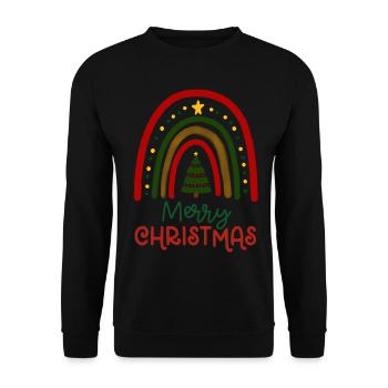 Weihnachten Regenbogen Frohe Weihnachten - Unisex Pullover - Schwarz - Vorne - Alina (178cm) & Michal (187cm)