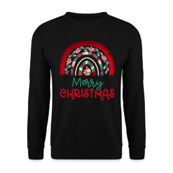 Weihnachten Regenbogen Frohe Weihnachten - Unisex Pullover - Schwarz - Vorne - Alina (178cm) & Michal (187cm)