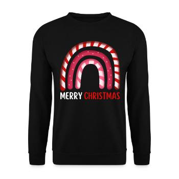 Weihnachten Regenbogen Frohe Weihnachten - Unisex Pullover - Schwarz - Vorne - Alina (178cm) & Michal (187cm)