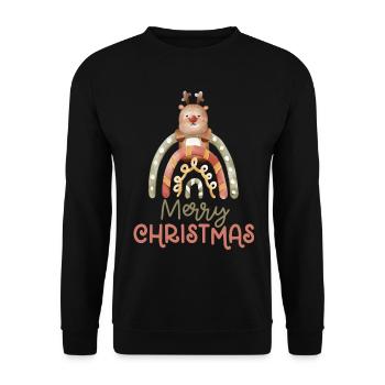 Weihnachten Regenbogen Frohe Weihnachten - Unisex Pullover - Schwarz - Vorne - Alina (178cm) & Michal (187cm)