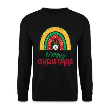 Weihnachten Regenbogen Frohe Weihnachten - Unisex Pullover - Schwarz - Vorne - Alina (178cm) & Michal (187cm)