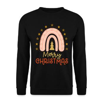 Weihnachten Regenbogen Frohe Weihnachten - Unisex Pullover - Schwarz - Vorne - Alina (178cm) & Michal (187cm)