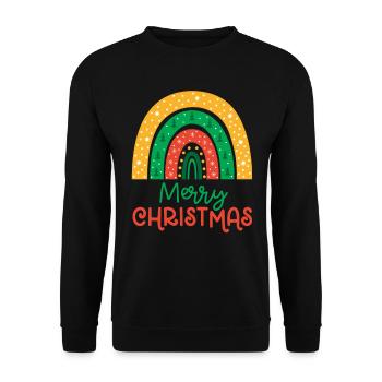 Weihnachten Regenbogen Frohe Weihnachten - Unisex Pullover - Schwarz - Vorne - Alina (178cm) & Michal (187cm)