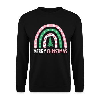 Weihnachten Regenbogen Frohe Weihnachten - Unisex Pullover - Schwarz - Vorne - Alina (178cm) & Michal (187cm)
