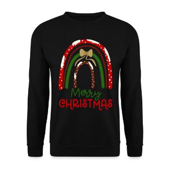 Weihnachten Regenbogen Frohe Weihnachten - Unisex Pullover - Schwarz - Vorne - Alina (178cm) & Michal (187cm)