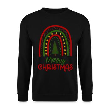 Weihnachten Regenbogen Frohe Weihnachten - Unisex Pullover - Schwarz - Vorne - Alina (178cm) & Michal (187cm)
