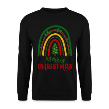 Weihnachten Regenbogen Frohe Weihnachten - Unisex Pullover - Schwarz - Vorne - Alina (178cm) & Michal (187cm)