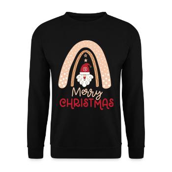 Weihnachten Regenbogen Frohe Weihnachten - Unisex Pullover - Schwarz - Vorne - Alina (178cm) & Michal (187cm)