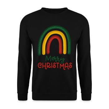 Weihnachten Regenbogen Frohe Weihnachten - Unisex Pullover - Schwarz - Vorne - Alina (178cm) & Michal (187cm)