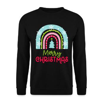Weihnachten Regenbogen Frohe Weihnachten - Unisex Pullover - Schwarz - Vorne - Alina (178cm) & Michal (187cm)