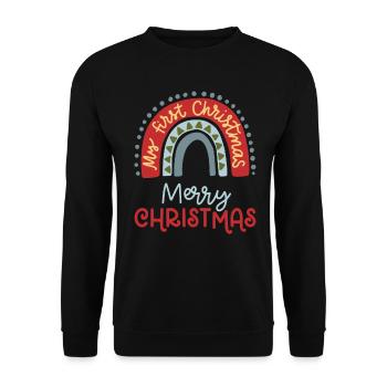 Weihnachten Regenbogen Frohe Weihnachten - Unisex Pullover - Schwarz - Vorne - Alina (178cm) & Michal (187cm)