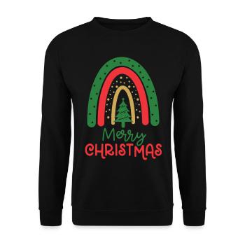 Weihnachten Regenbogen Frohe Weihnachten - Unisex Pullover - Schwarz - Vorne - Alina (178cm) & Michal (187cm)