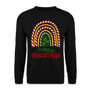 Weihnachten Regenbogen Frohe Weihnachten - Unisex Pullover - Schwarz - Vorne - Alina (178cm) & Michal (187cm)