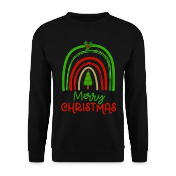 Weihnachten Regenbogen Frohe Weihnachten - Unisex Pullover - Schwarz - Vorne - Alina (178cm) & Michal (187cm)