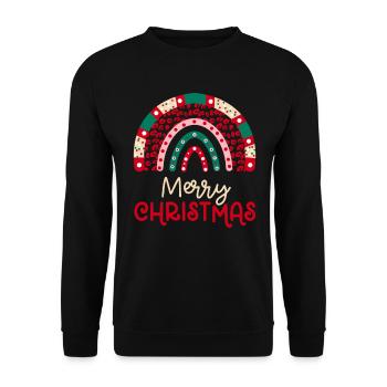 Weihnachten Regenbogen Frohe Weihnachten - Unisex Pullover - Schwarz - Vorne - Alina (178cm) & Michal (187cm)