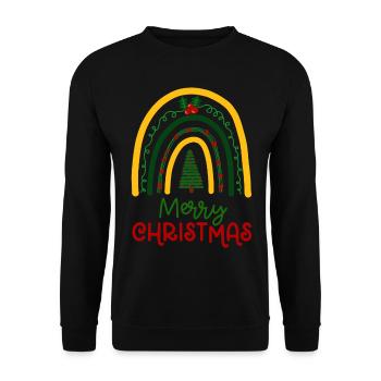 Weihnachten Regenbogen Frohe Weihnachten - Unisex Pullover - Schwarz - Vorne - Alina (178cm) & Michal (187cm)