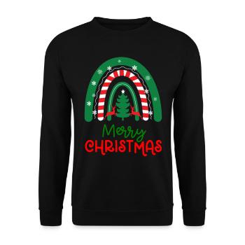 Weihnachten Regenbogen Frohe Weihnachten - Unisex Pullover - Schwarz - Vorne - Alina (178cm) & Michal (187cm)