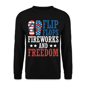 Flip Flops Feuerwerk Und Freiheit 4. Juli - Unisex Pullover - Schwarz - Vorne - Alina (178cm) & Michal (187cm)
