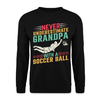 Soccer - Ne sous-estimez jamais grand-père avec un ballon de football - Sweat-shirt Unisexe - noir - Devant - Alina (178cm) & Michal (187cm)