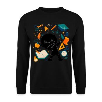 Silhouette Junge Ersten Tag Der Schule Student - Unisex Pullover - Schwarz - Vorne - Alina (178cm) & Michal (187cm)